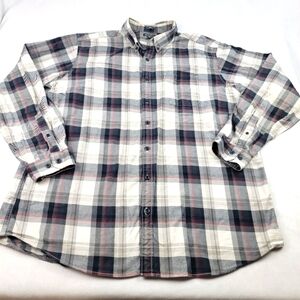 Eddie Bauer classic fit grey and red tall flannel shirt